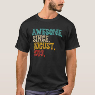 9th Birthday  9 Year Old Boy Awesome Since August  T-Shirt