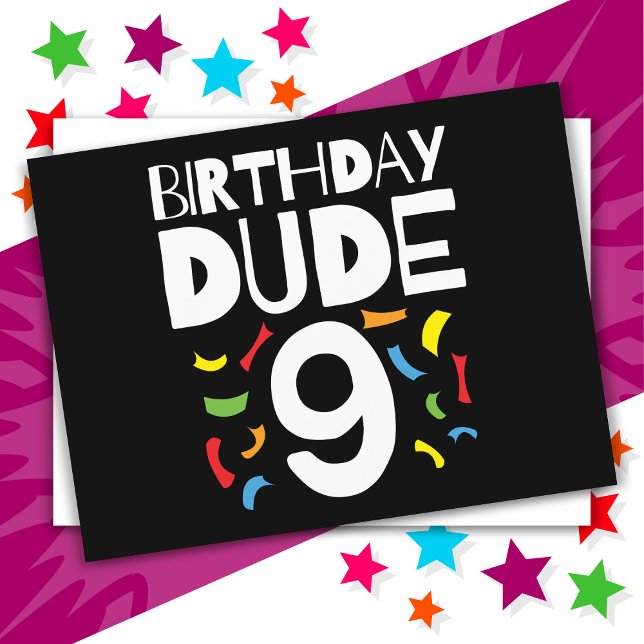 9th Birthday 9 Year Old Boy Party Birthday Dude 9 Postcard (Creator Uploaded)
