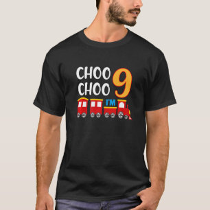 9th Birthday 9 Year Old Boy Train Wagon Railroad T-Shirt