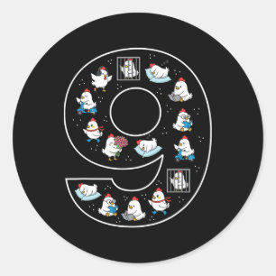 9th Birthday 9 Year Old Chicken Boys Girls Farmer Classic Round Sticker