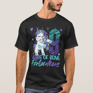9Th Birthday 9 Year Old Girl Flossing Unicorn Part T-Shirt