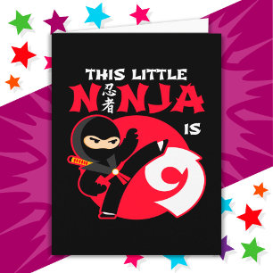 9th Birthday 9 Year Old Kids Party Little Ninja 9 Card