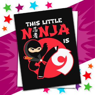 9th Birthday 9 Year Old Kids Party Little Ninja 9 Postcard