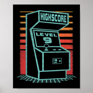 9th Birthday 9 Year Old Retro Gamer Level Up Unloc Poster