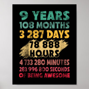 9th Birthday 9 Years Of Being Awesome Poster