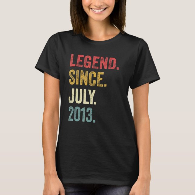 9th Birthday  9 Years Old Legend Since July 2013 T-Shirt (Front)