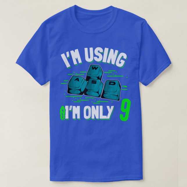 9th Birthday 9 Years Old PC Gamer WASD Gaming Vide T-Shirt (Design Front)