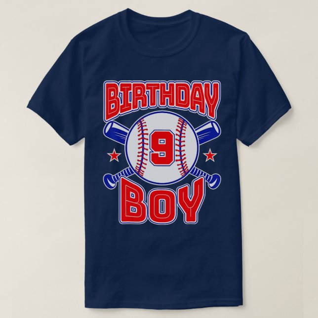 9th Birthday Baseball Big Number Nine 9 Year Old B T-Shirt (Design Front)