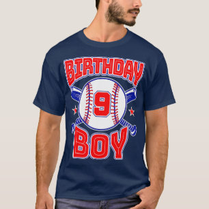 9th Birthday Baseball Big Number Nine 9 Year Old B T-Shirt