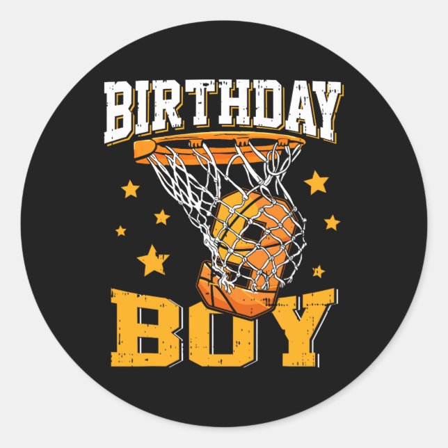 9th Birthday Basketball Boy 9 Year Old Basketball  Classic Round Sticker (Front)