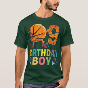 9th Birthday Basketball Dabbing 9 Years Old Kids F T-Shirt