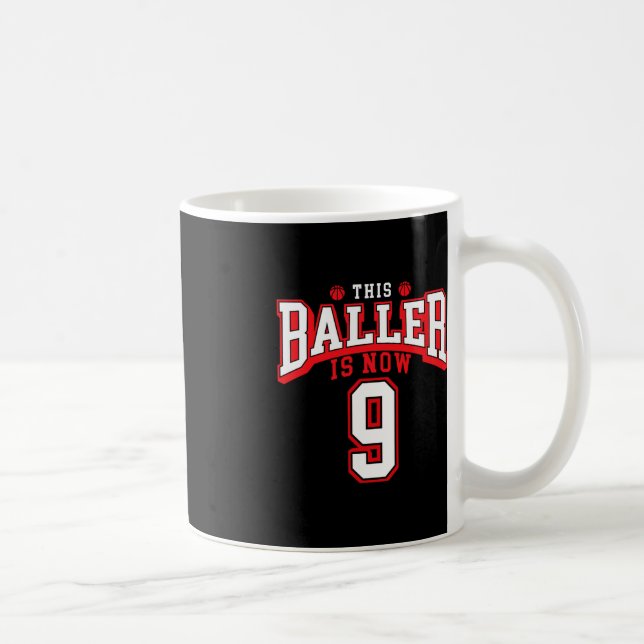 9th Birthday Basketball Lover 9 Years Old Bday  Coffee Mug (Right)
