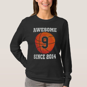 9th Birthday Basketball Lover 9 Years Old Vintage T-Shirt
