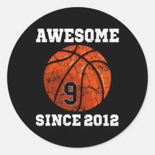 9th Birthday Basketball Lover Gift 9 Years Old Vin Classic Round Sticker