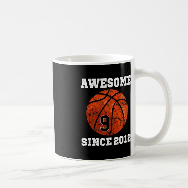 9th Birthday Basketball Lover Gift 9 Years Old Vin Coffee Mug (Right)