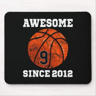 9th Birthday Basketball Lover Gift 9 Years Old Vin Mouse Pad