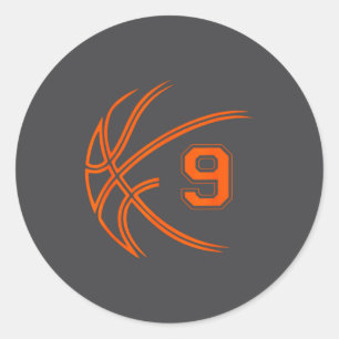 9th Birthday Basketball Nine 9 Years Old Boys Kids Classic Round Sticker