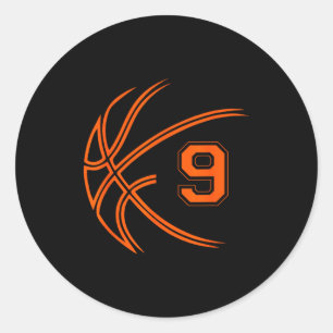 9th Birthday Basketball Nine 9 Years Old Boys Kids Classic Round Sticker