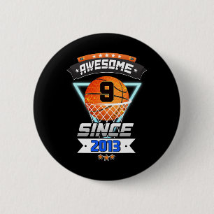 9th Birthday Basketball Player 9 Years Old Boy Gi 6 Cm Round Badge