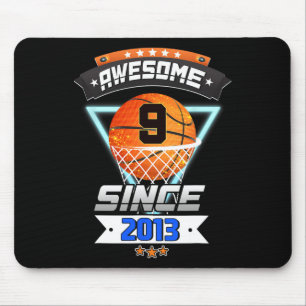 9th Birthday Basketball Player 9 Years Old Boy Gi Mouse Pad