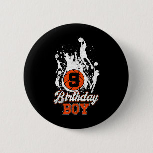 9th Birthday Basketball Theme Birthday Boy 9Yrs Ol 6 Cm Round Badge