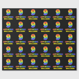 9th Birthday: Bold, Fun, Simple, Rainbow 9 Wrapping Paper
