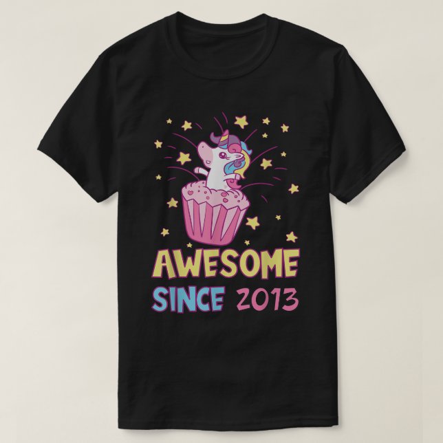 9th Birthday Born 2013 Awesome Since 2013 Unicorn  T-Shirt (Design Front)