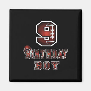 9th Birthday Boy 9 Years Old Football Lover Theme  Magnet