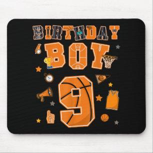 9th Birthday Boy 9 Yr Basketball Party Nine Years  Mouse Pad