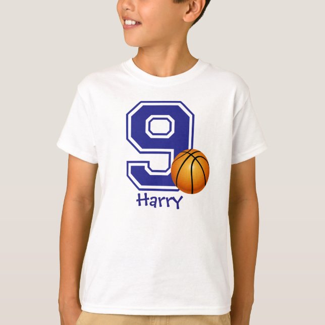 9th Birthday boy basketball personalized T-Shirt (Front)