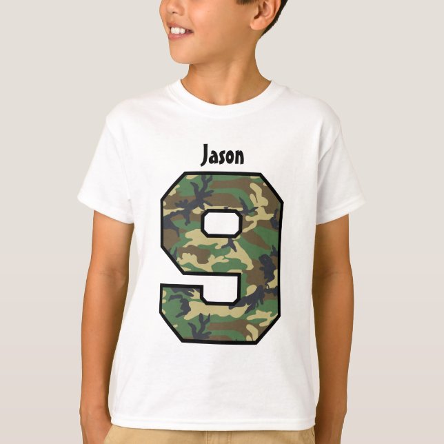 9th Birthday Boy Camo Eight Year Custom Name V007K T-Shirt (Front)