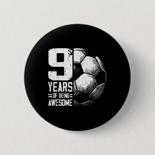 9th Birthday Boy Girl Soccer Player Footll 9 Years 6 Cm Round Badge