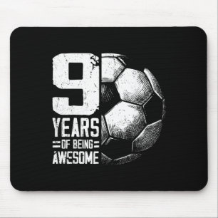9th Birthday Boy Girl Soccer Player Footll 9 Years Mouse Pad