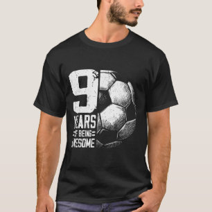 9th Birthday Boy Girl Soccer Player Footll 9 Years T-Shirt