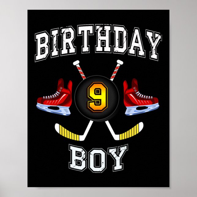 9th Birthday Boy - Ice Hockey 9 years old kid  Poster (Front)