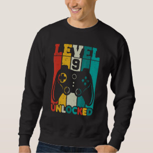 9th Birthday Boy Level 9 Unlocked 9 Year Old Video Sweatshirt