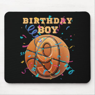 9th Birthday Boy Nine 9 Years Old Basketball Playe Mouse Pad
