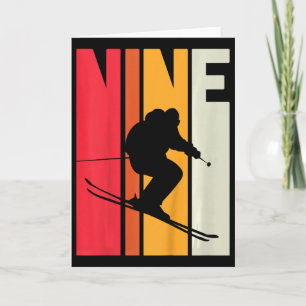 9th Birthday Boy Retro Ski Lover Skier 9 Years Old Card