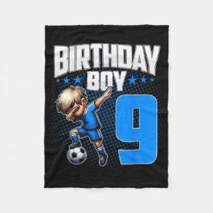 9th Birthday Boy Soccer Dabbing - 9 Years Old Boy Fleece Blanket