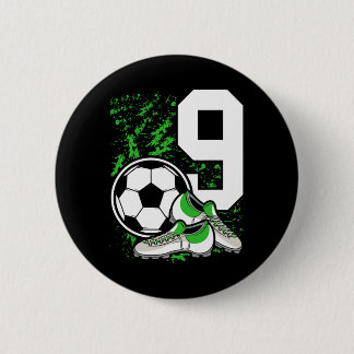9th Birthday Boys 9 Years Soccer Football Player B 6 Cm Round Badge