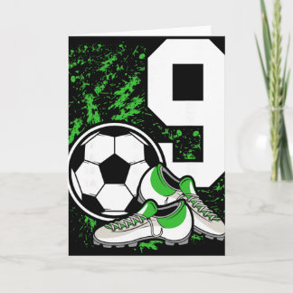 9th Birthday Boys 9 Years Soccer Footll Player Bir Card