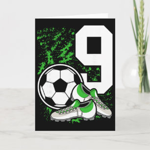 9th Birthday Boys 9 Years Soccer Footll Player Bir Card