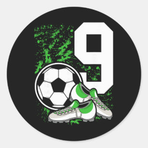 9th Birthday Boys 9 Years Soccer Footll Player Bir Classic Round Sticker