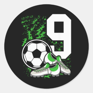 9th Birthday Boys 9 Years Soccer Footll Player Bir Classic Round Sticker