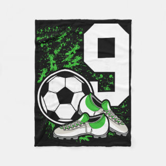 9th Birthday Boys 9 Years Soccer Footll Player Bir Fleece Blanket