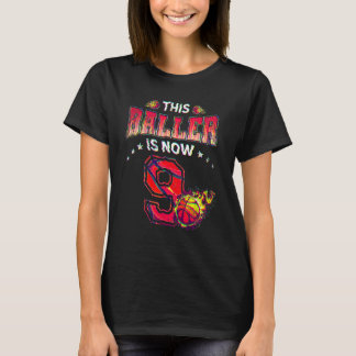 9th Birthday Boys Basketball Player 9 Years Old Ki T-Shirt