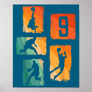 9th Birthday Boys Basketball Player Basketball 9 Y Poster