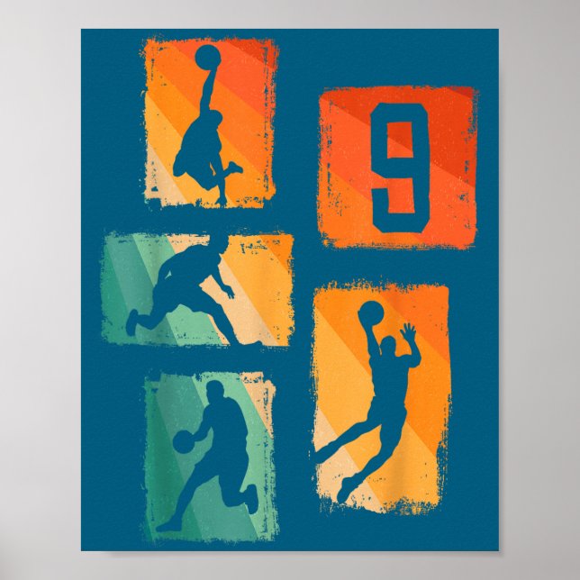 9th Birthday Boys Basketball Player Basketball 9 Y Poster (Front)