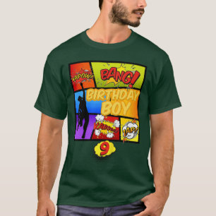 9th Birthday Boys Super Hero Comic 9 Years Birthda T-Shirt