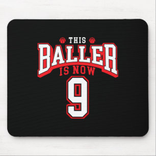 9th Birthday Bysketbyll Lover 9 Years Old Bday Mouse Pad